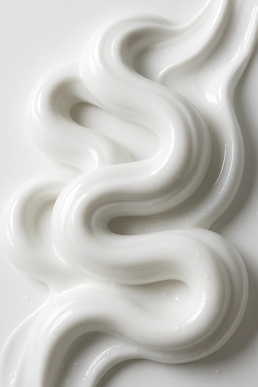 Close-up of white cream with a wavy pattern on a light background