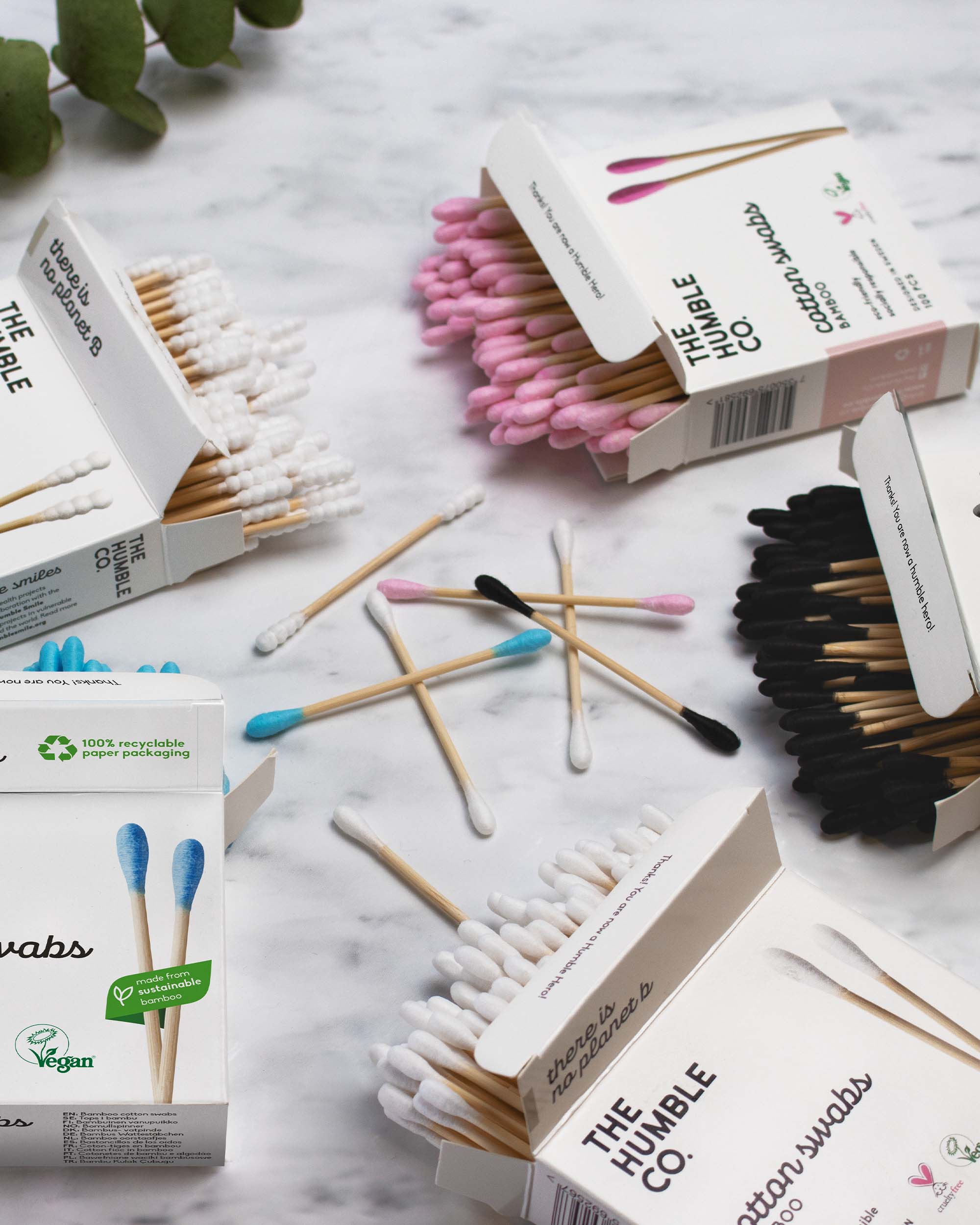 Natural Cotton Swabs Bamboo Spiral tip 100pcs