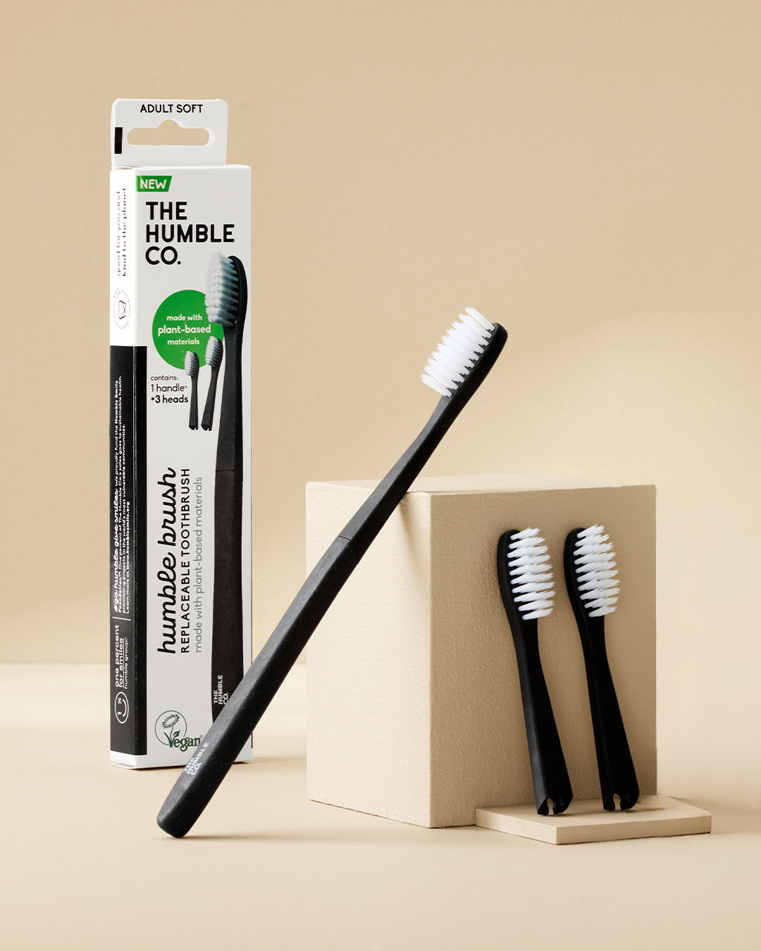 Pflanzliche Zahnbürste - Medium 3x Bürstenköpfe