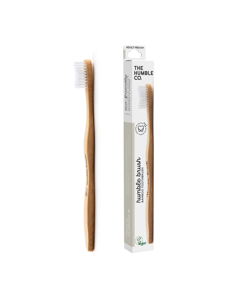Humble Brush Adult - white, medium bristles - The Humble Co.