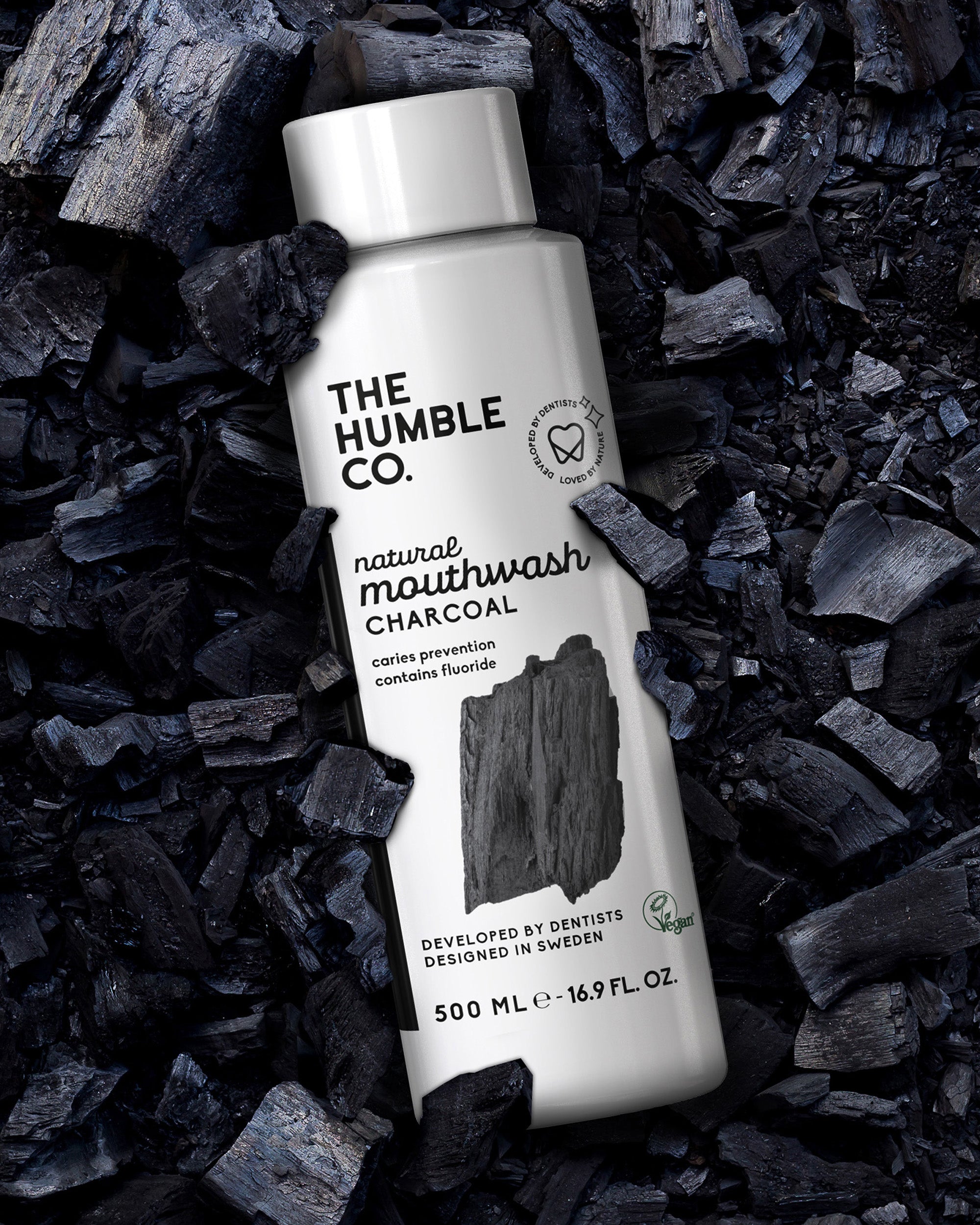 Charcoal mouthwash in charcoal