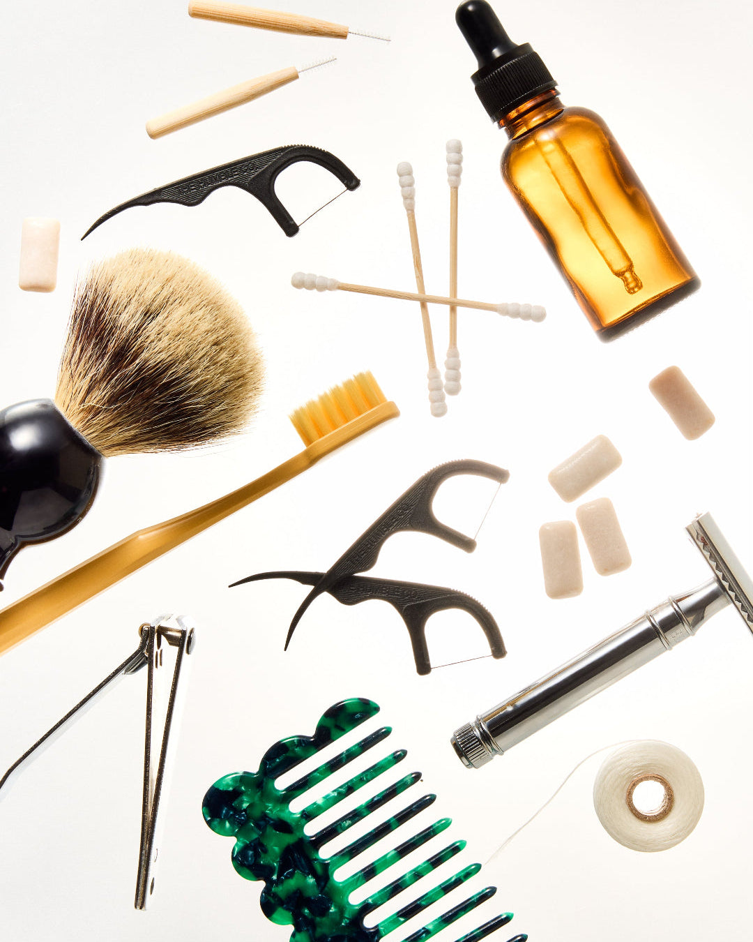 products spread out, chewing gum, losspicks &amp; toothbrush 