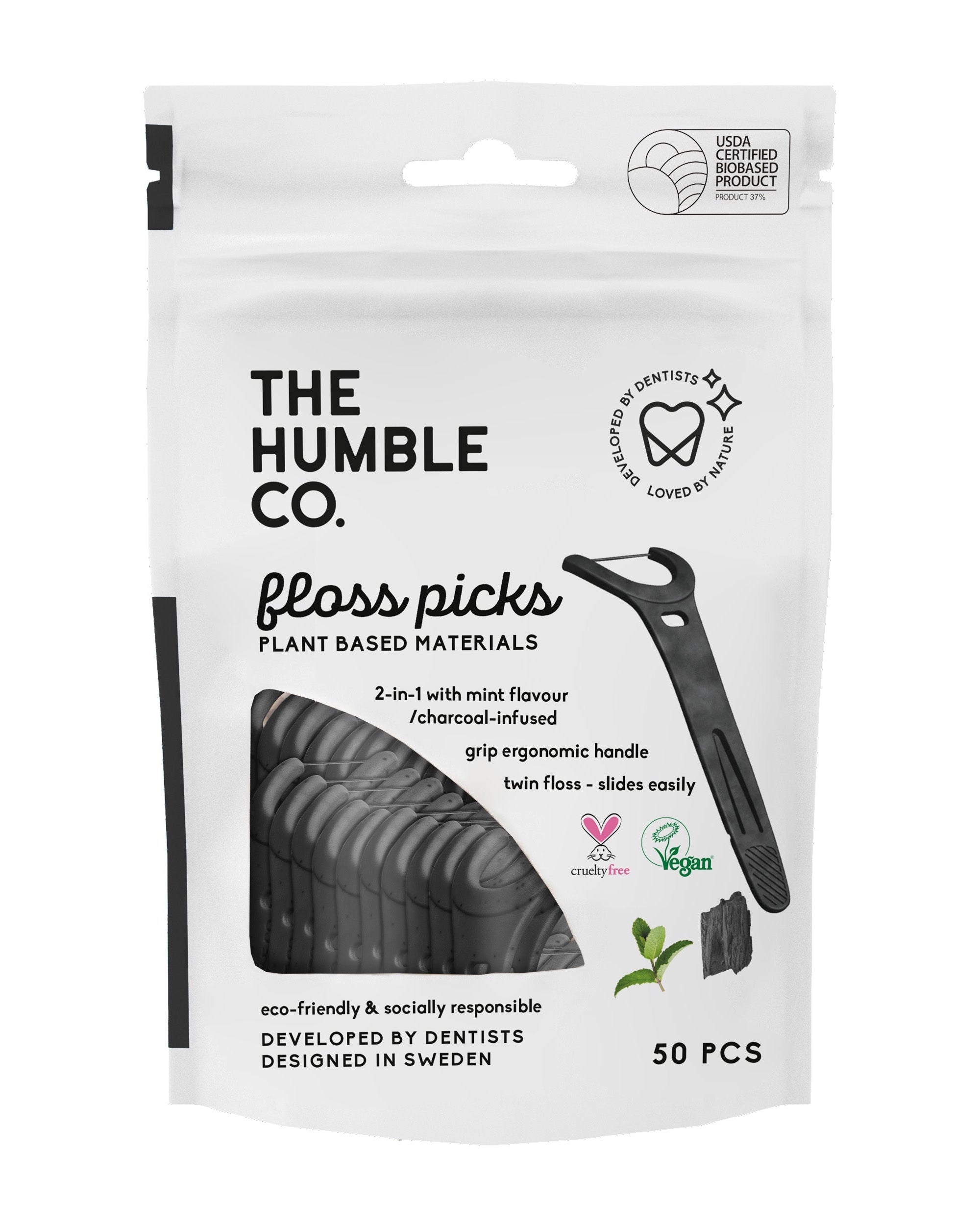 Grip Floss Picks - Charcoal