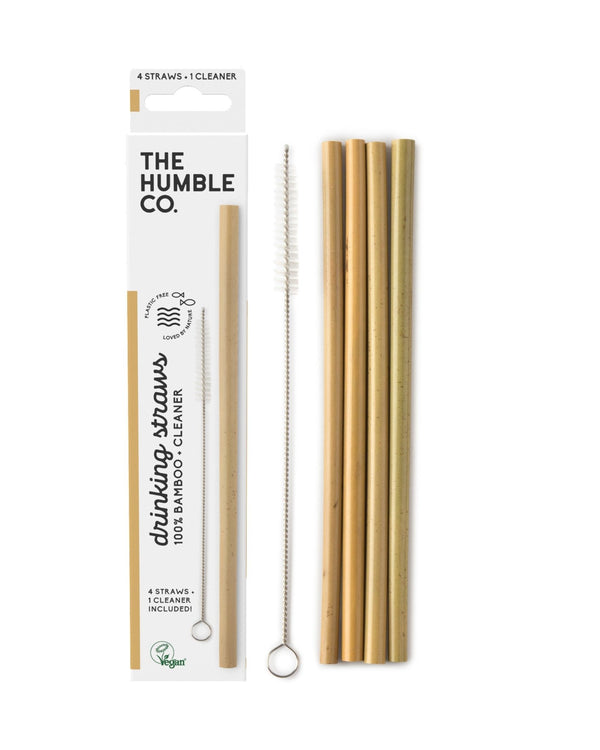 20 Bamboo Straws with 5 Stainless Steel Cleaners from The Humble Co. - Reusable, Eco-Friendly, and Biodegradable