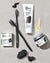 A collection of The Humble Co. dental products, including charcoal toothpaste, charcoal dental floss, and two toothbrushes, showcasing the brand's commitment to sustainable and natural oral care.