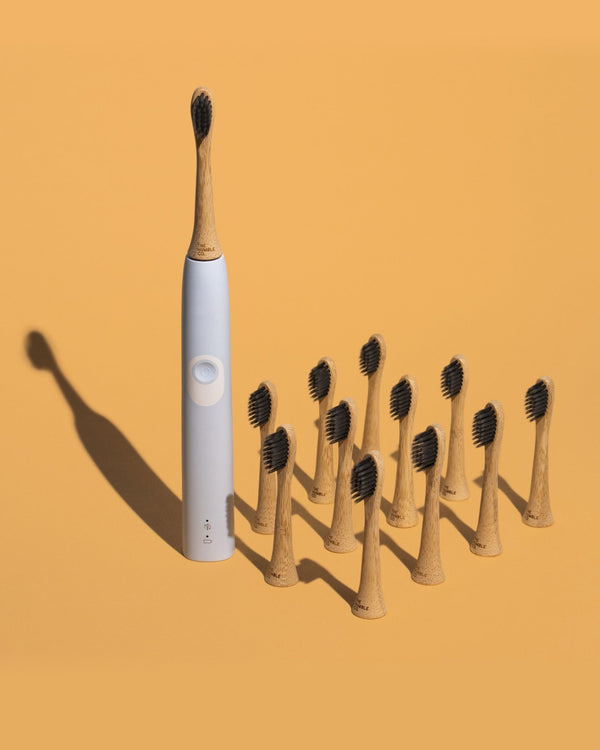 Electric Toothbrush Bamboo Heads - 4P - Sensitive Charcoal Bristles - The Humble Co.