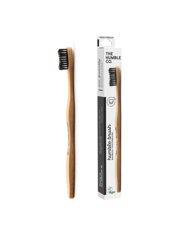 Humble Brush Adult - black, medium bristles - The Humble Co.