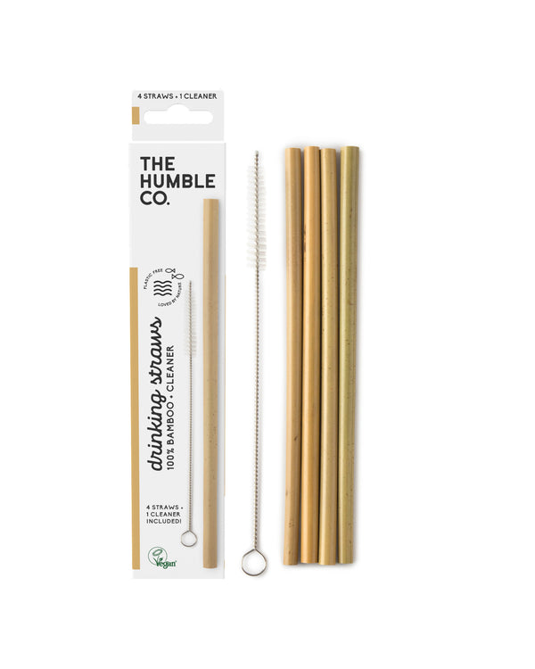 20 Bamboo Straws with 5 Stainless Steel Cleaners from The Humble Co. - Reusable, Eco-Friendly, and Biodegradable