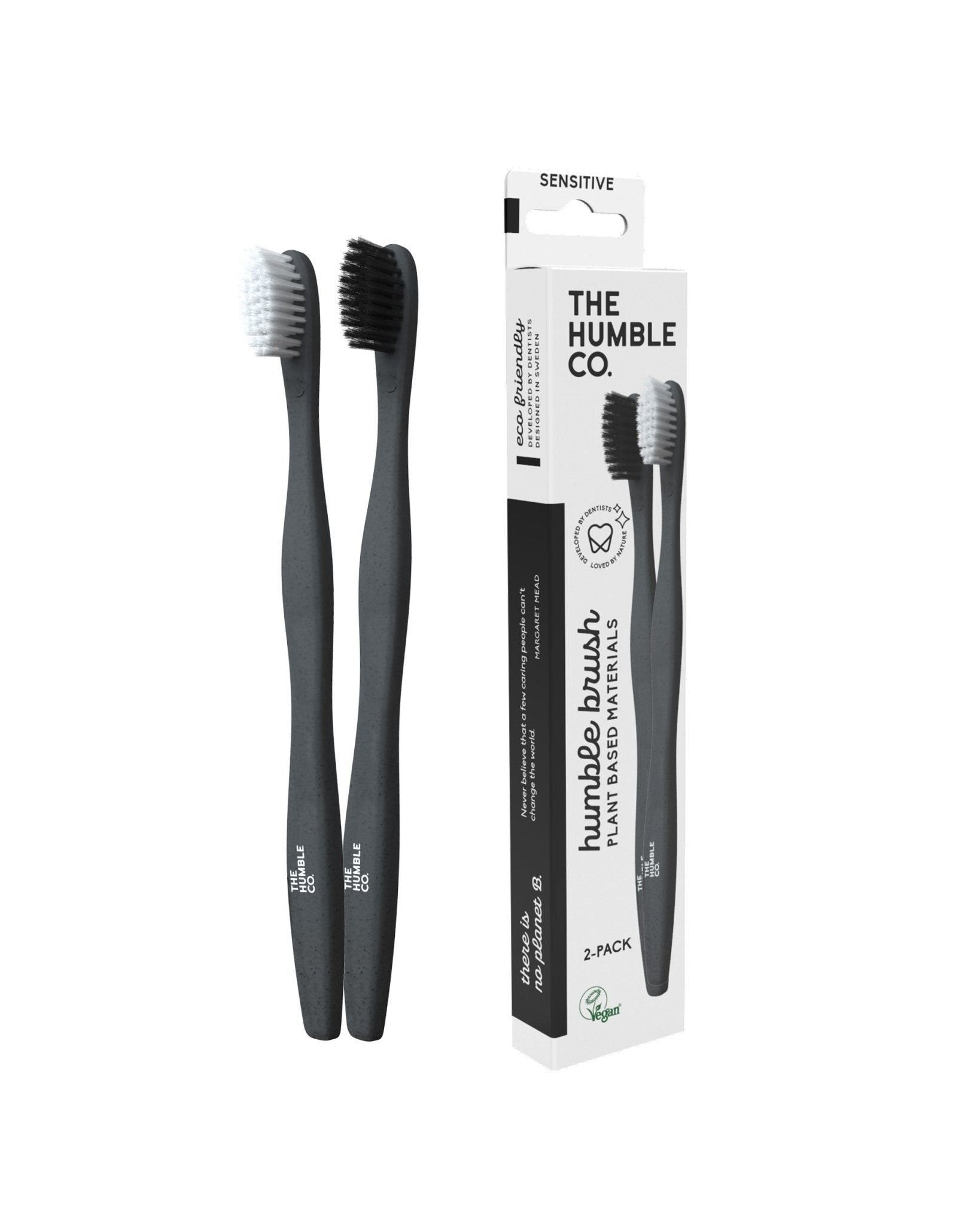 Plant Based Toothbrush | White/Black | The Humble Co.