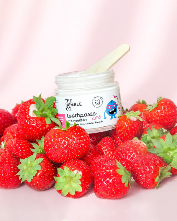 Toothpaste in glass jar – kids strawberry - The Humble Co.